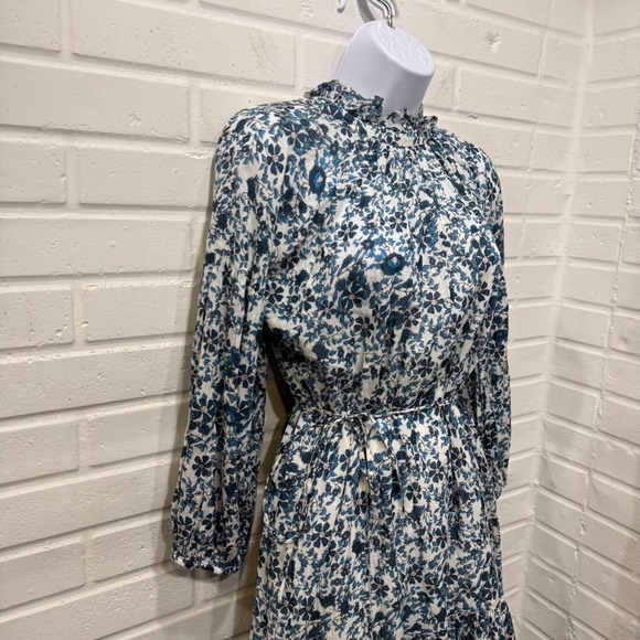 Apiece Apart Victoria Mock Dress Navy Blue Potpourri Sz Floral Ruffle Mini Slip - Picture 5 of 16